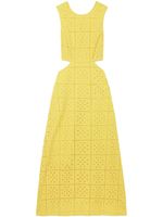 GANNI robe mi-longue à broderie anglaise - Jaune