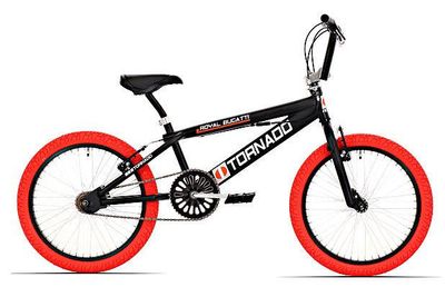 Royal Freestyle bmx 20" -bugatti - mat zwart met rode banden