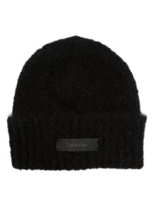 Calvin Klein bonnet en maille nervurée à patch logo - Noir