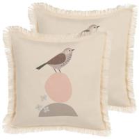 Beliani-WATTLE-Sierkussen set van 2-Beige-60 x 60 cm-Polyester - thumbnail