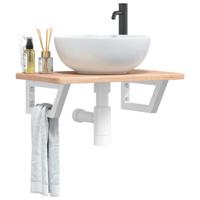 Badkamer wandschap staal en massief eikenhout