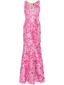 Marchesa Notte robe longue Anthousai à fleurs - Rose