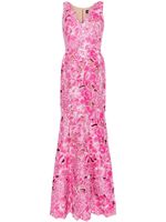 Marchesa Notte robe longue Anthousai à fleurs - Rose