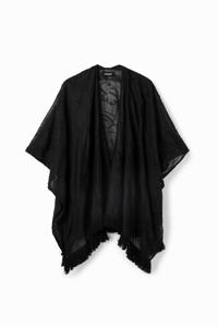 Korte geborduurde kaftan - BLACK - U