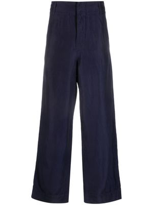 Giorgio Armani pantalon ample en lin mélangés - Bleu