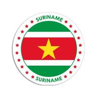 Vlag van Suriname stickers - rond - D14,8 cm - in vlag kleuren - Landen thema