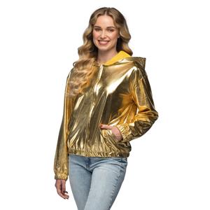 Carnaval verkleed jasje Rave - goud - dames - metallic glans