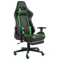 Gamestoel draaibaar met voetensteun PVC groen - thumbnail