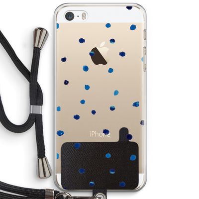 Blauwe stippen: iPhone 5 / 5S / SE Transparant Hoesje met koord