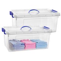 Opslagbox met deksel - 2x - transparant blauw - 39 liter - 60 x 40 x 25 cm - kunststof Opslagbox met deksel - 2x - transparant blauw - 39 liter - 60 x 40 x 25 cm - kunststof