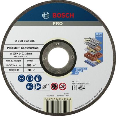 Bosch Accessories ACS 60 V BF 2608602385 Doorslijpschijf recht 125 mm 1 stuk(s) Metaal, RVS, Bonte metalen, Steen, Marmer, Kunststof