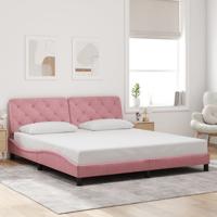 Bedframe zonder matras fluweel roze 180x200 cm