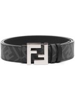 FENDI ceinture réversible en cuir à logo FF - Noir - thumbnail