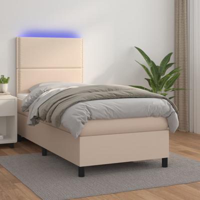 Boxspring met matras en LED kunstleer cappuccinokleur 90x200 cm