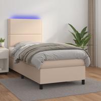 Boxspring met matras en LED kunstleer cappuccinokleur 90x200 cm