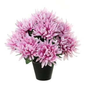 Kunstbloemen plant in pot - lila paars tinten - 28 cm - Bloemenstuk ornament