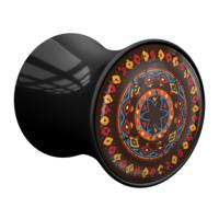 Double Flared Plug met African Design Acryl Tunnels & Plugs - thumbnail