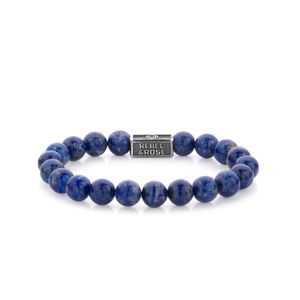 Rebel and Rose RR-8S002-S Rekarmband Beads Lapis Lazuli zilver 8 mm zilverkleurig-blauw S 16,5 cm