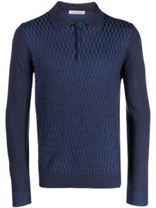 Corneliani polo en maille intarsia - Bleu