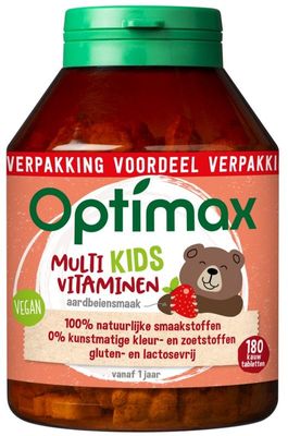 Optimax Kinder multi aardbei (180 Kauwtab)