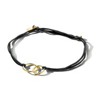 Armband Rondjes katoen-zilver zwart-goudkleurig max. 22 cm