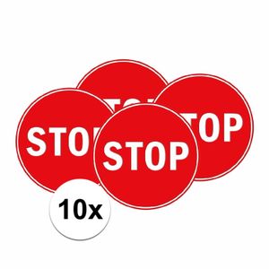 10x Stop veerkeersbord sticker   -