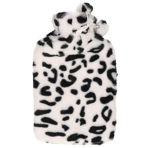 H&amp;S Collection Warmwaterkruik - met zachte dierenprint hoes - wit/zwart - 1,75L - kruik   -