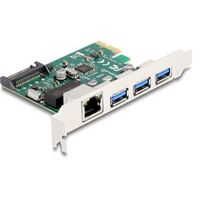 Delock 90105 PCI Express x1-kaart naar 3 x USB 5 Gbps Type-A female + 1 x Gigabit LAN - thumbnail