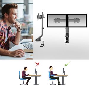 ACT Monitorarm office, crossbar, 2 schermen, eenvoudig in hoogte verstelbaar