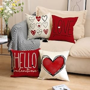 valentijnsdag decoratieve toss kussens cover 4pc zachte vierkante kussen case kussensloop voor slaapkamer woonkamer slaapbank stoel gnome hart paar auto Lightinthebox