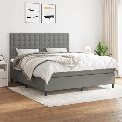 Boxspring met matras stof donkergrijs 160x200 cm