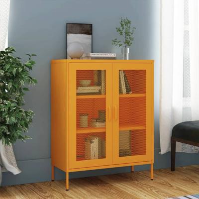 Opbergkast 80x35x101,5 cm staal mosterdgeel