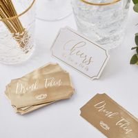 Ginger Ray GO-169 Gold Wedding Drink Tokens