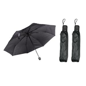 Paraplu mini - 3x - zwart - opvouwbaar - 93 x 55 cm - reisparaplu - compact