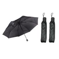 Paraplu mini - 3x - zwart - opvouwbaar - 93 x 55 cm - reisparaplu - compact