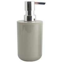 Zeeppompje/zeepdispenser Porto - PS kunststof - taupe/zilver - 7 x 16 cm - 260 ml