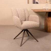 LABEL51 Eetkamerstoel Padua - Mushroom - Royal Boucle - Brons Metalen Frame