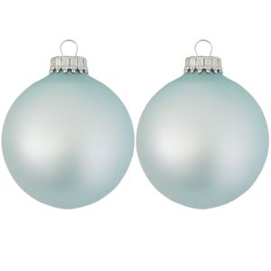 24x Misty aqua blauwe velvet glazen kerstballen mat 7 cm kerstboomversiering