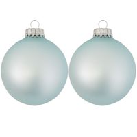 24x Misty aqua blauwe velvet glazen kerstballen mat 7 cm kerstboomversiering - thumbnail