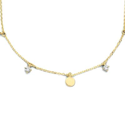 14k Geelgouden Collier met Rondjes en Zirkonia - 40-44 cm