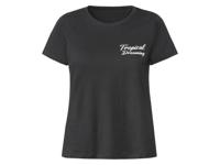 esmara Dames T-shirt, getailleerd gesneden, met print (S (36/38), Zwart)