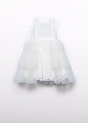 Abel & Lula Zomer jurk tule peplum meisjes - creme wit