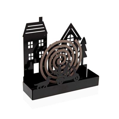 Steun voor anti-muggen spiralen Versa Zwart Metaal 5 x 17 x 17 cm Huis