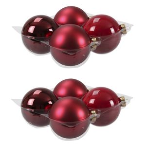 8x stuks glazen kerstballen rood/donkerrood 10 cm mat/glans