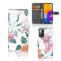 Samsung Galaxy M52 | Telefoonhoesje | Met pasjeshouder | Bird Flowers