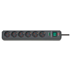 Brennenstuhl 1159710 Eco-Line PDU Stekkerdoos 6 Sockets met Schakelaar en Overspanningsbeveiliging Zwart -1,5 meter