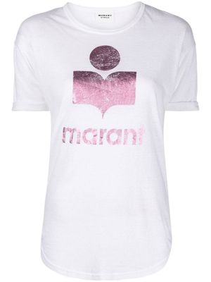 MARANT ÉTOILE t-shirt en lin à logo imprimé - Blanc
