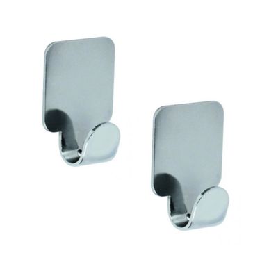3x Luxe plakhaken / handdoekhaken vierkant chroom glanzend voor handdoek/theedoek 1,7 x 4,1 cm