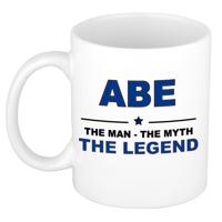 Abe cadeau mok - man myth legend - naam koffiemok / beker - wit en blauw - 300 ml