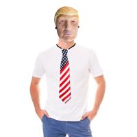 Carnaval verkleed set Donald Trump - masker en stropdas - volwassenen - Amerikaanse President